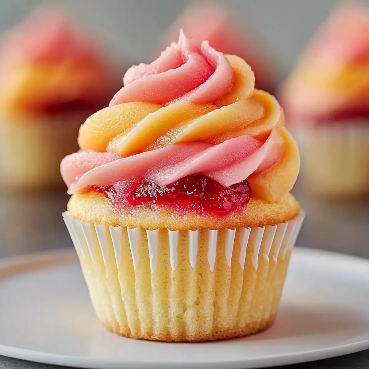 Mango Strawberry Sunset Cupcakes