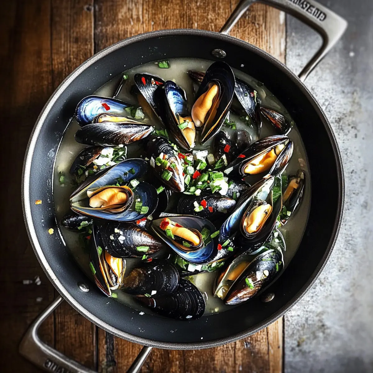 Mussels in Garlic Miso Broth