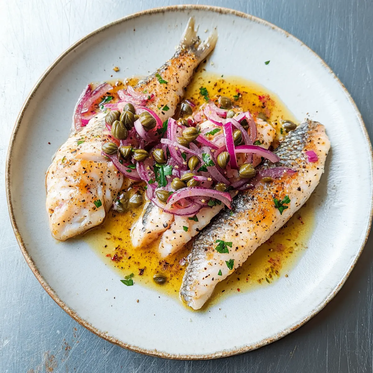 Grilled Fish with Caper and Red Onion