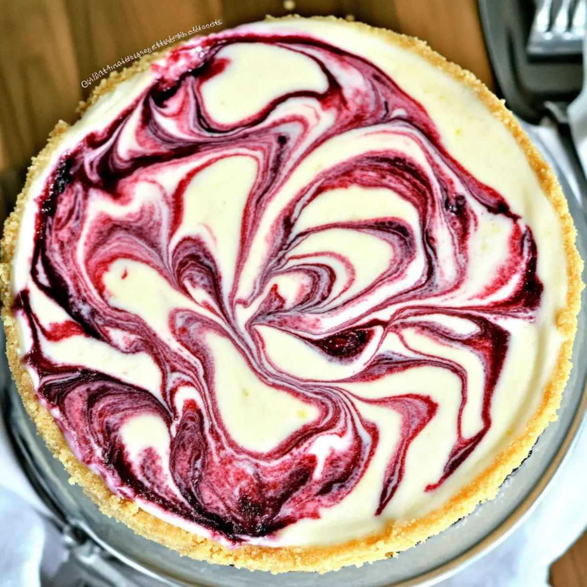 White Chocolate Raspberry Swirl Cheesecake
