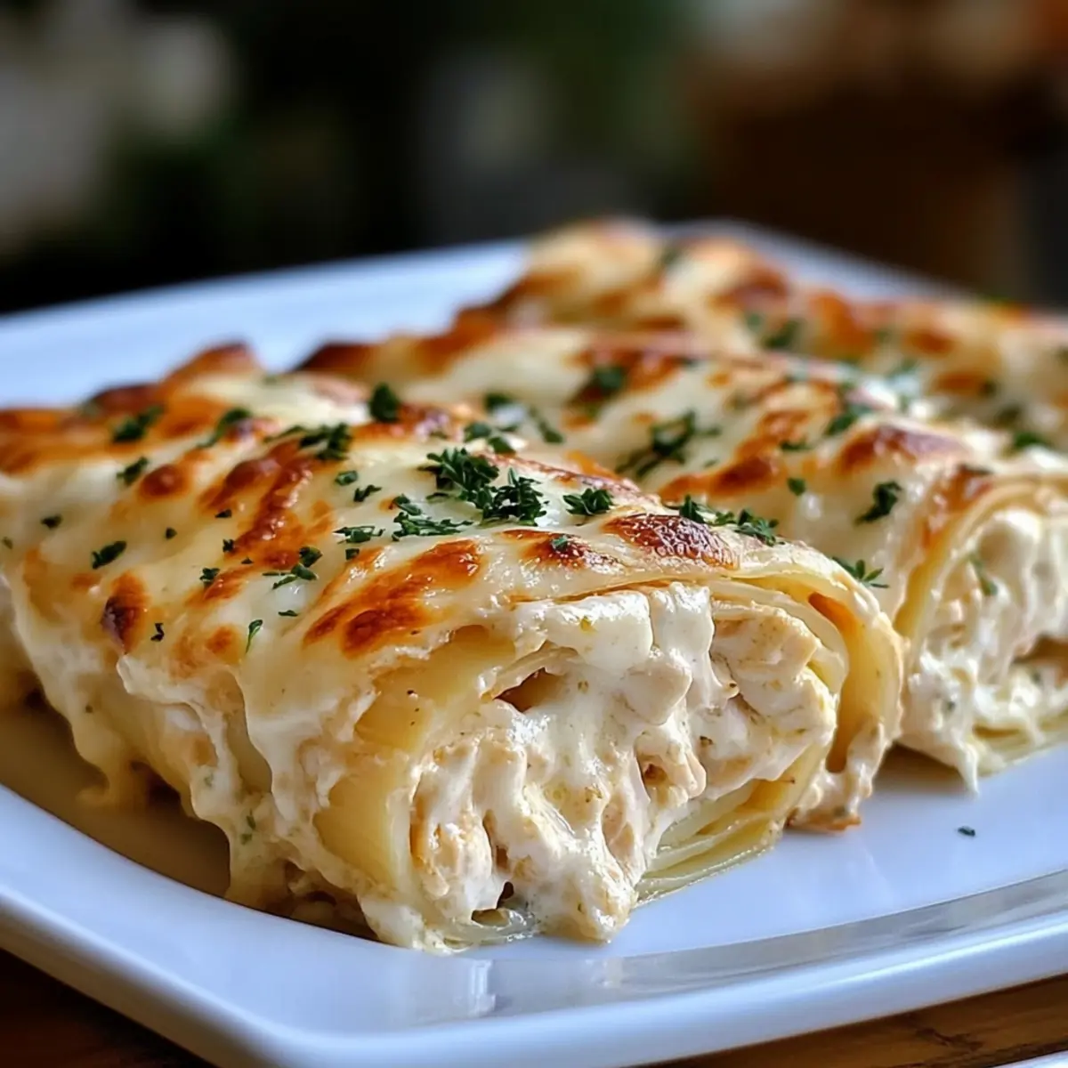Chicken Alfredo Lasagna Rolls