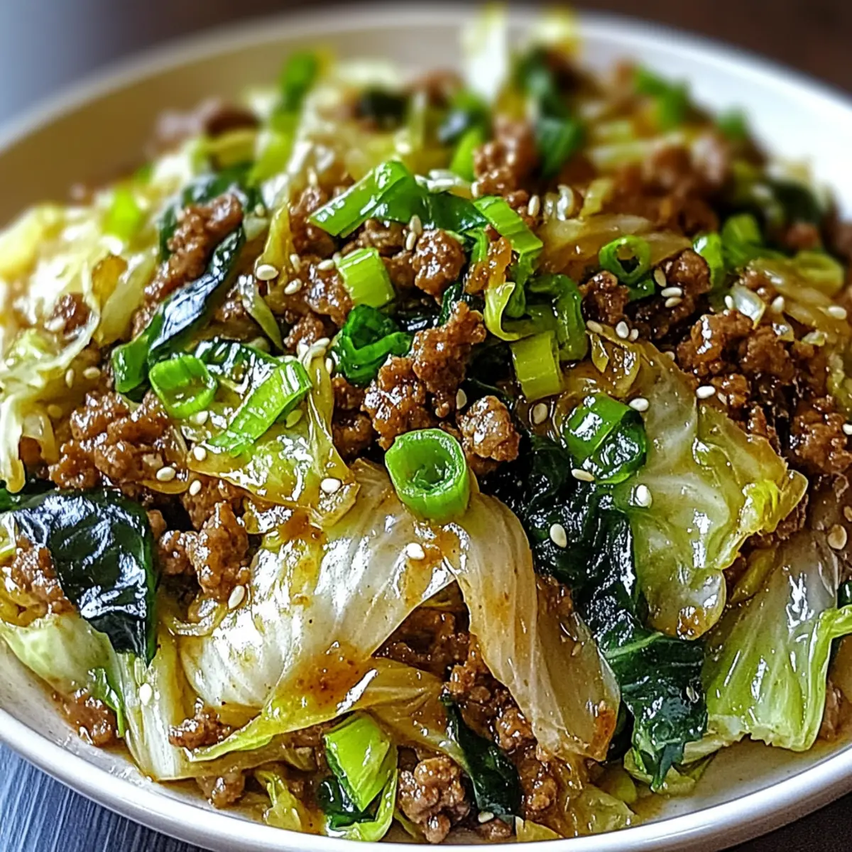 Chinese Ground Beef and Cabbage Stir-Fry