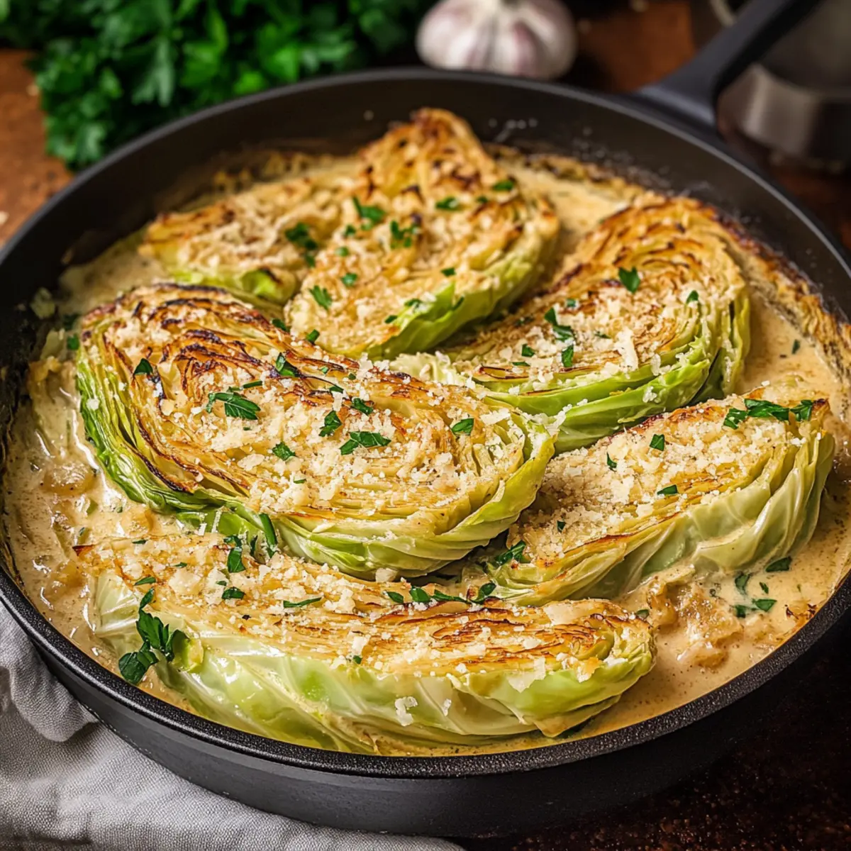Creamy Garlic Parmesan Cabbage