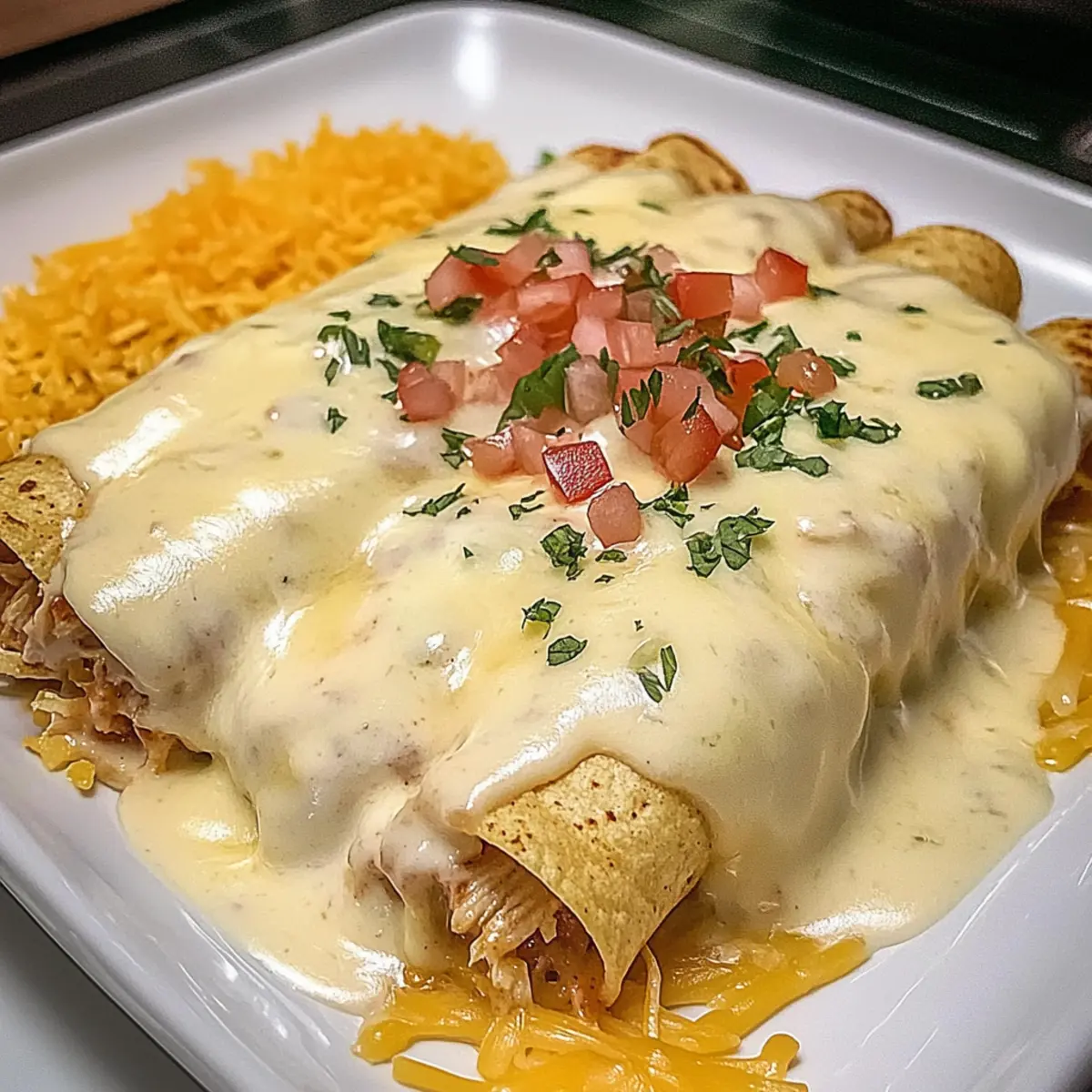 Queso Chicken Enchiladas