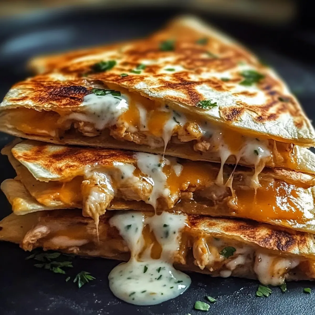 Cheesy Hot Honey Chicken Quesadillas
