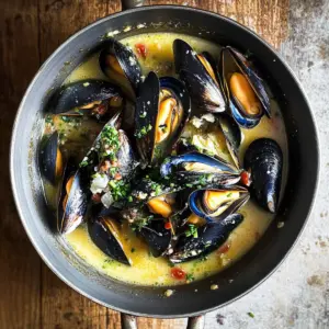 Mussels in Garlic Miso Broth