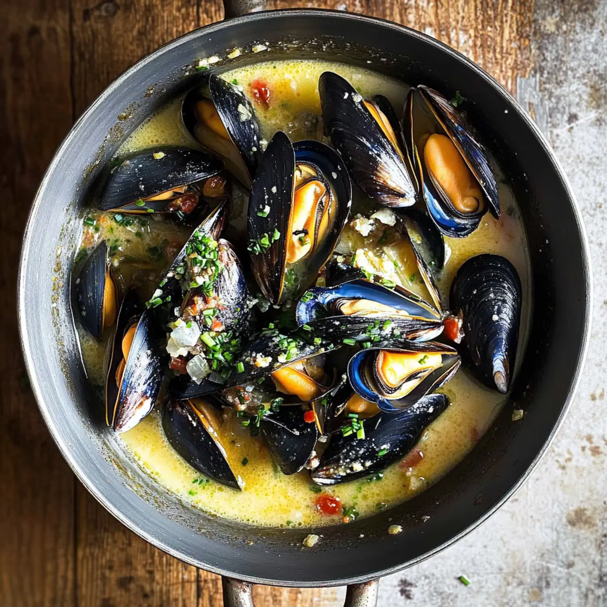 Mussels in Garlic Miso Broth