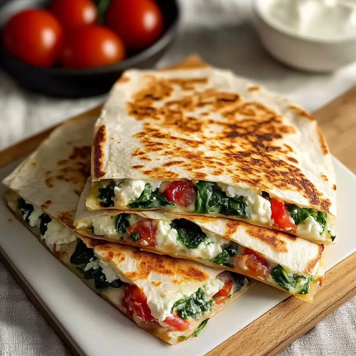 Cheesy Mediterranean Quesadilla
