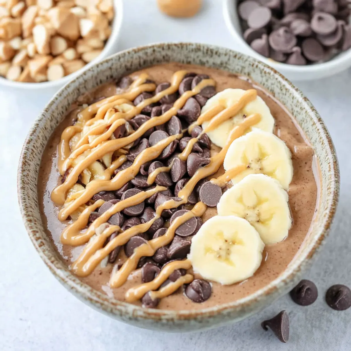 Thick and Creamy Snickers Smoothie Bowl