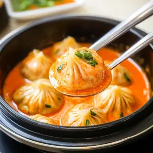 Soup Dumplings in Creamy Gochujang Sauce