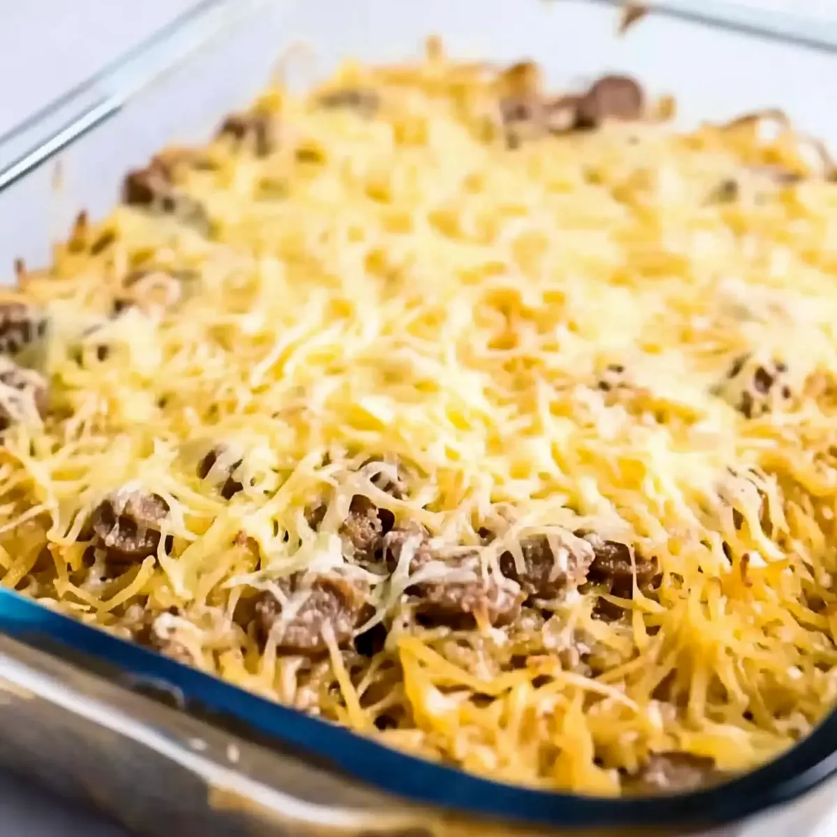 Overnight Cheesy Sausage and Hashbrown Breakfast Casserole