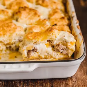 Biscuits and Gravy Breakfast Casserole