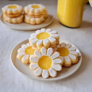 Daisy Cookies filled with Lemon Curd