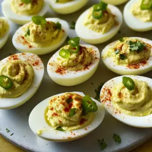 Spicy Banana Pepper Deviled Eggs