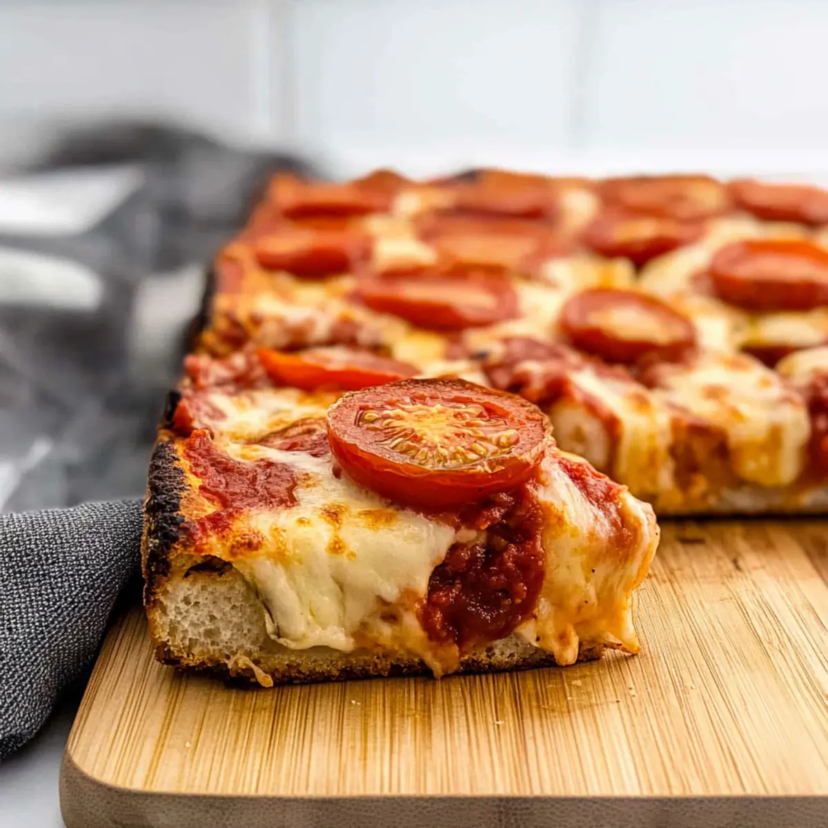 Homemade Vegetarian Detroit-style Pizza