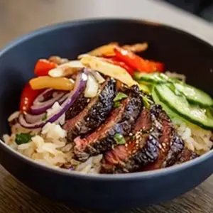 Smoky Steak and Veggie Rice Bowl