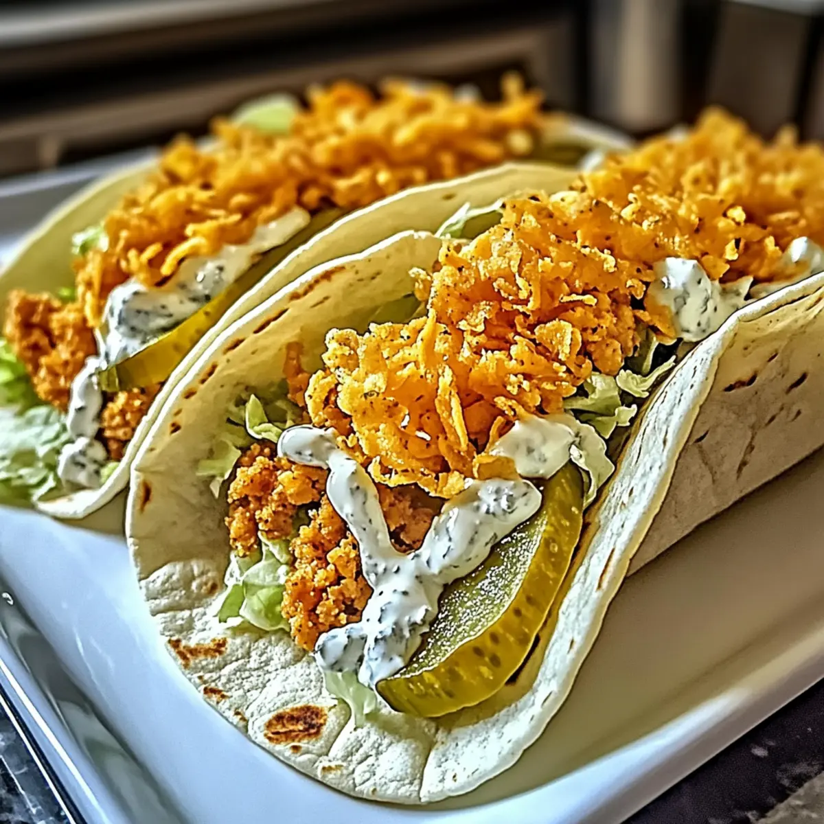 Dill Pickle Ranch Smash Chicken Tacos