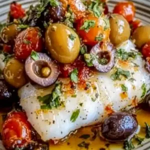 Mediterranean Baked Cod with Olives