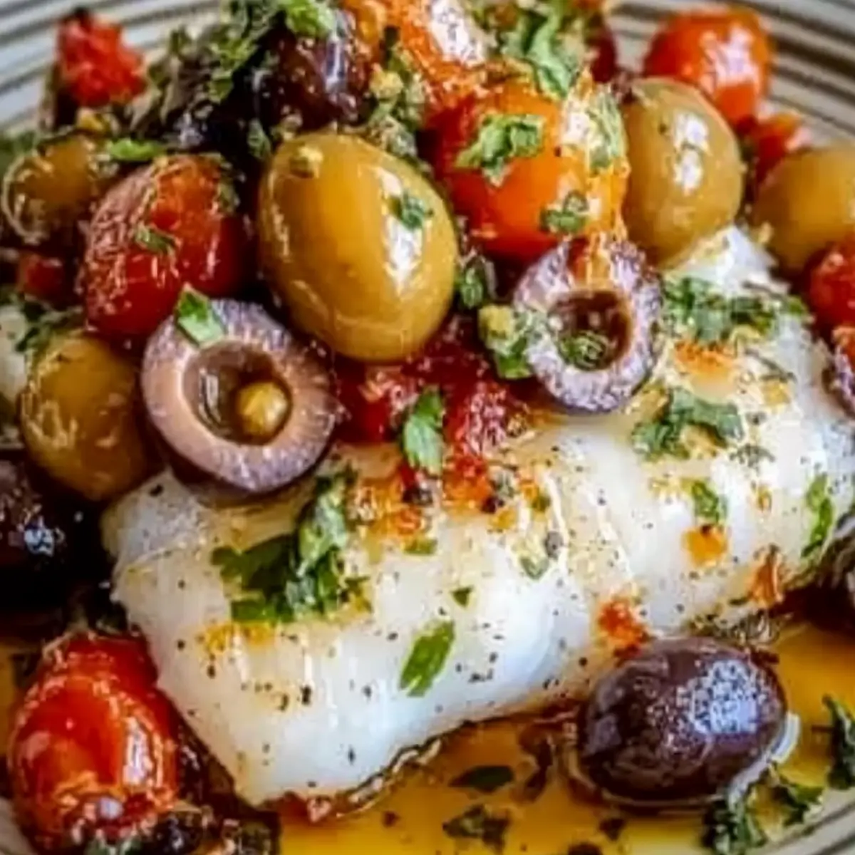 Mediterranean Baked Cod with Olives