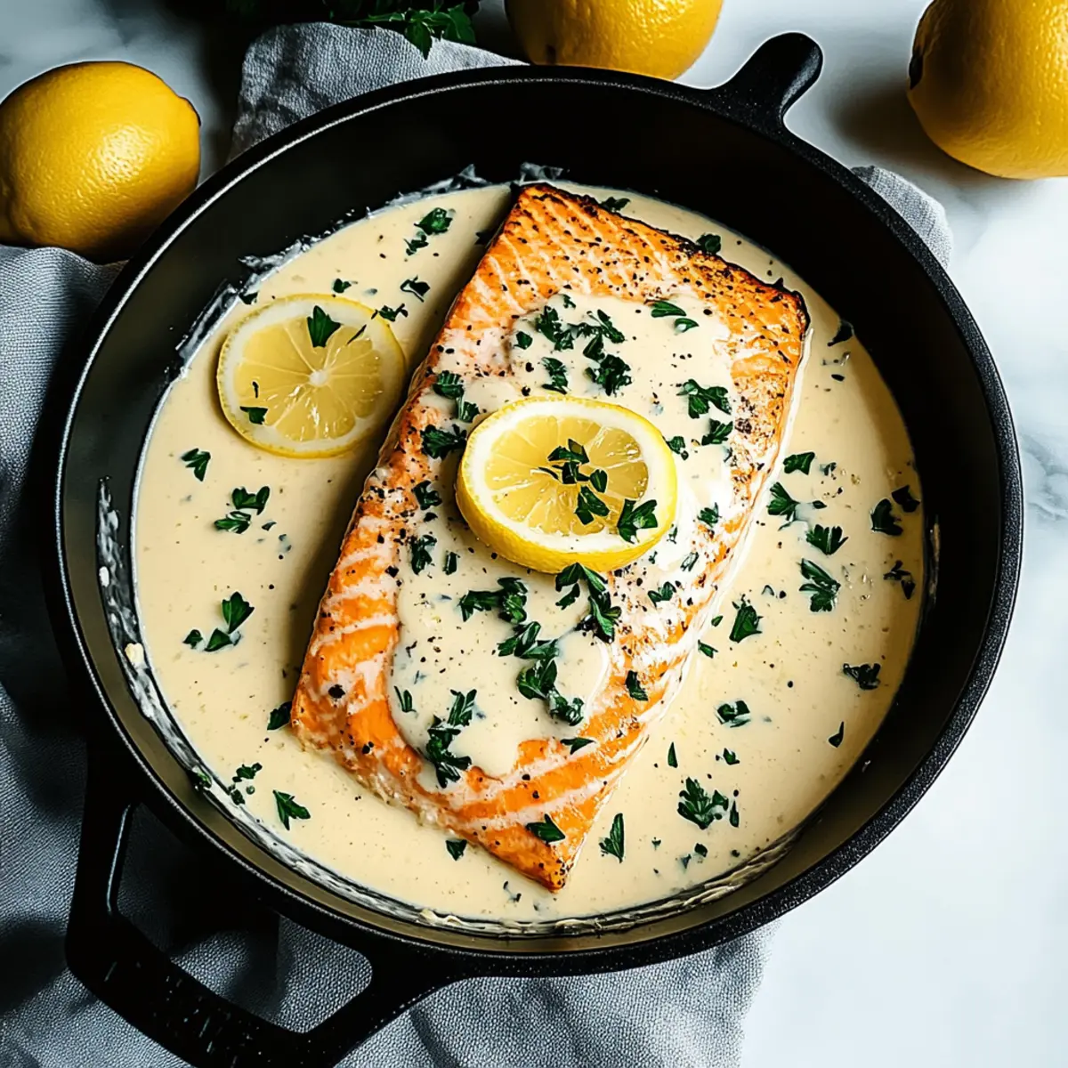 Baked Salmon with Lemon Butter Cream Sauce