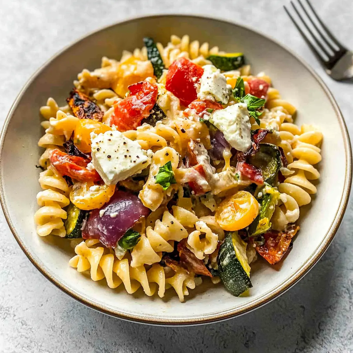 Roasted Veggie Pasta with Feta
