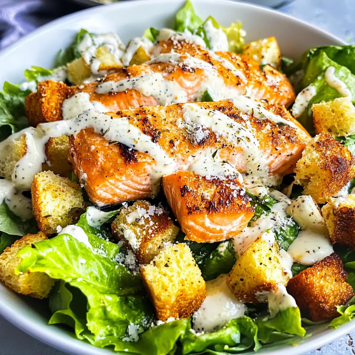 Easy Salmon Caesar Salad