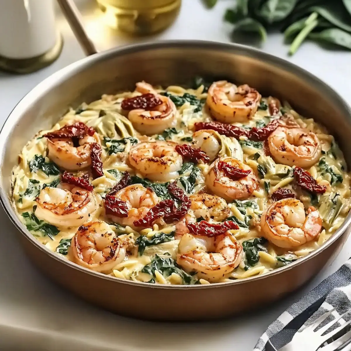 Tuscan Shrimp Orzo with Sun-Dried Tomatoes