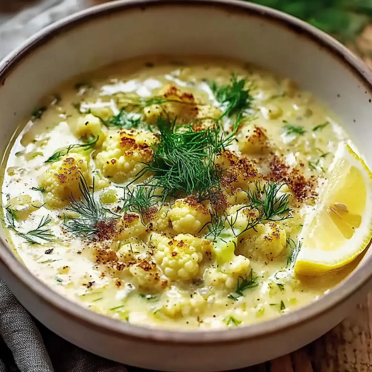 Rich Mediterranean Cauliflower Soup