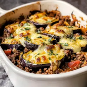 Baked Recipe with Ground Beef and Eggplant