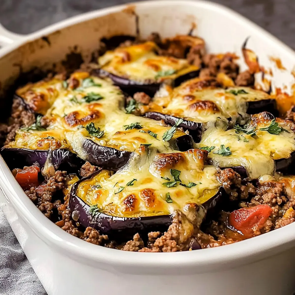 Baked Recipe with Ground Beef and Eggplant