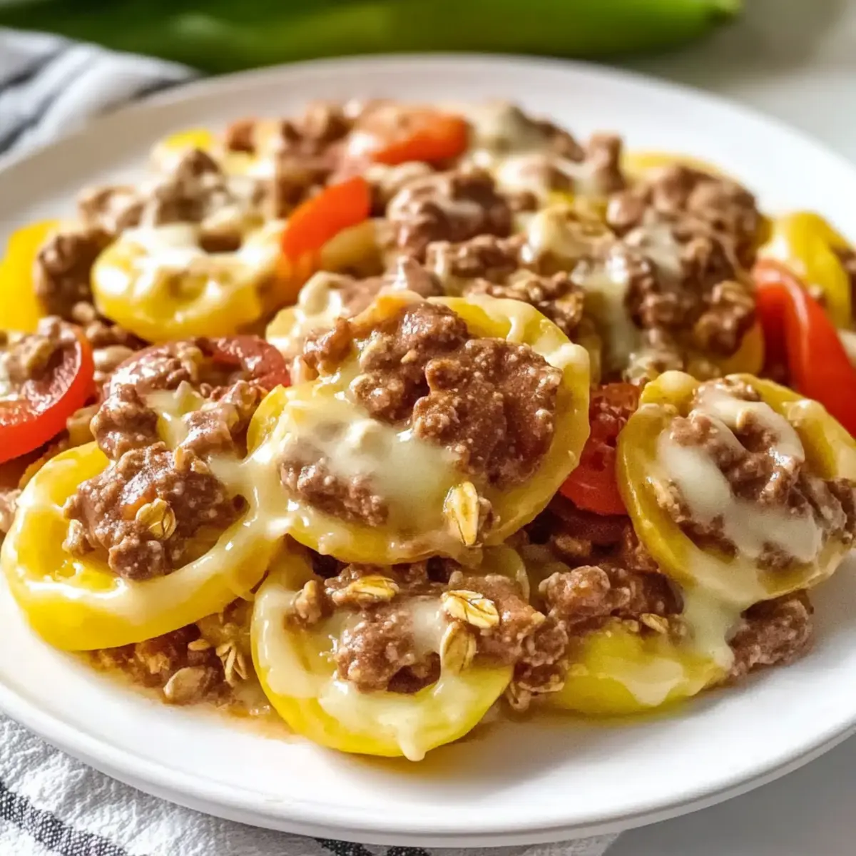 Crock Pot Cheesesteak Tortellini