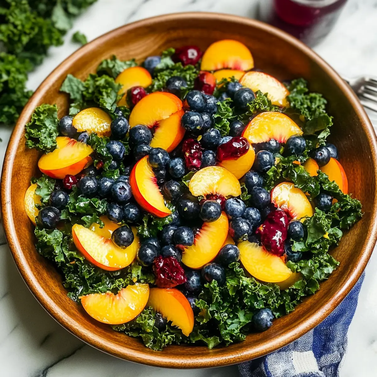 peach blueberry kale salad