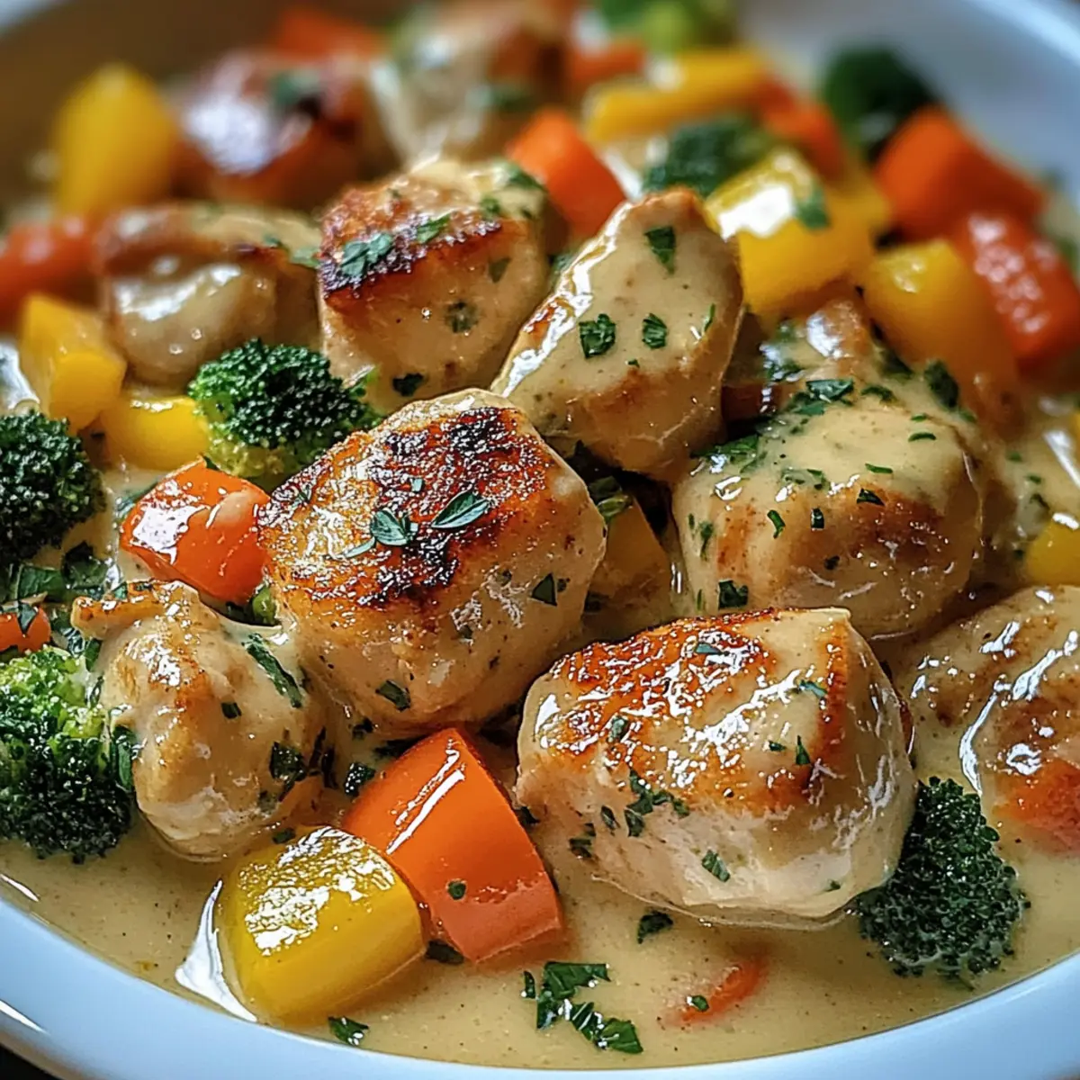 Slow Cooker Creamy Garlic Chicken with Fresh Veggies