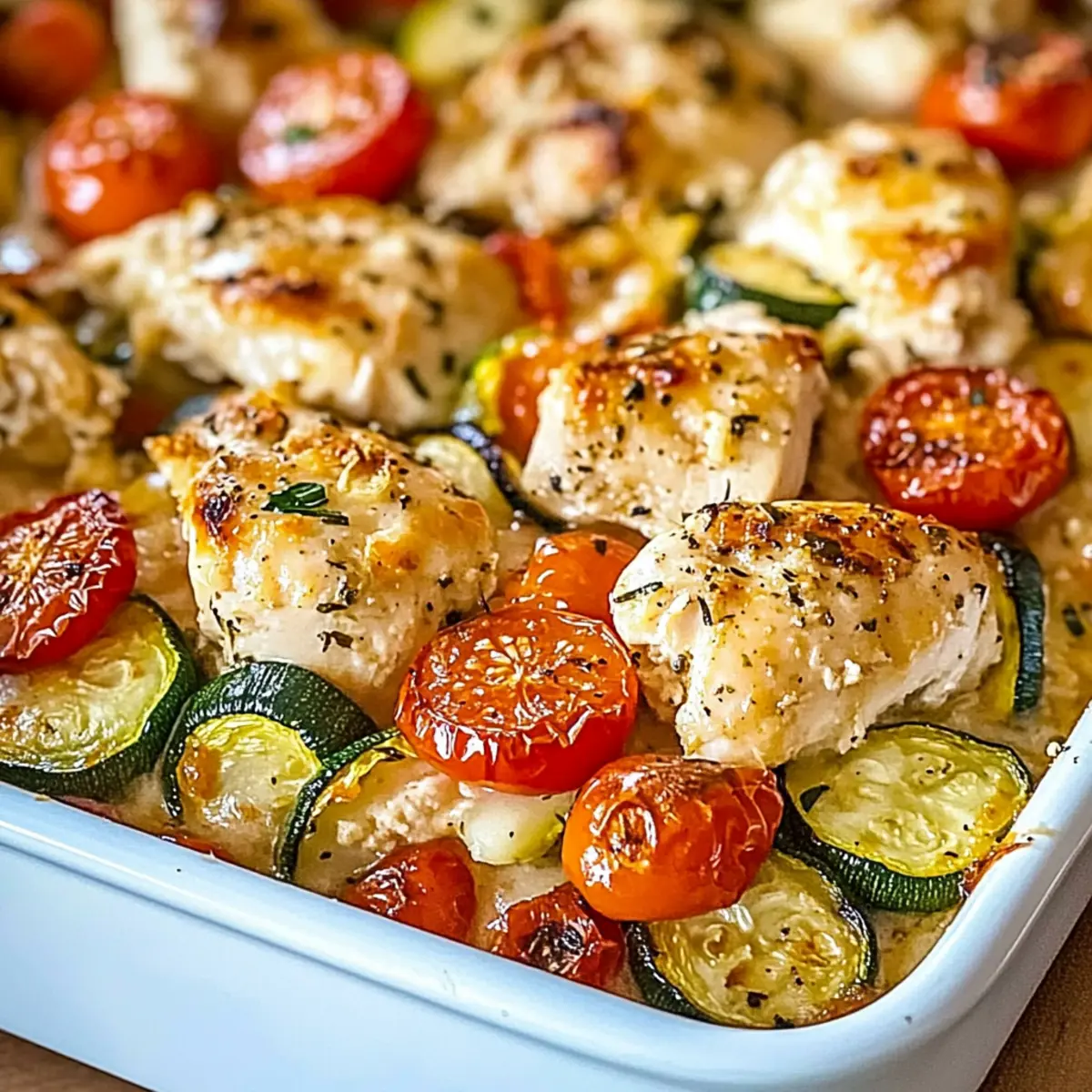 Mediterranean Chicken Zucchini Bake