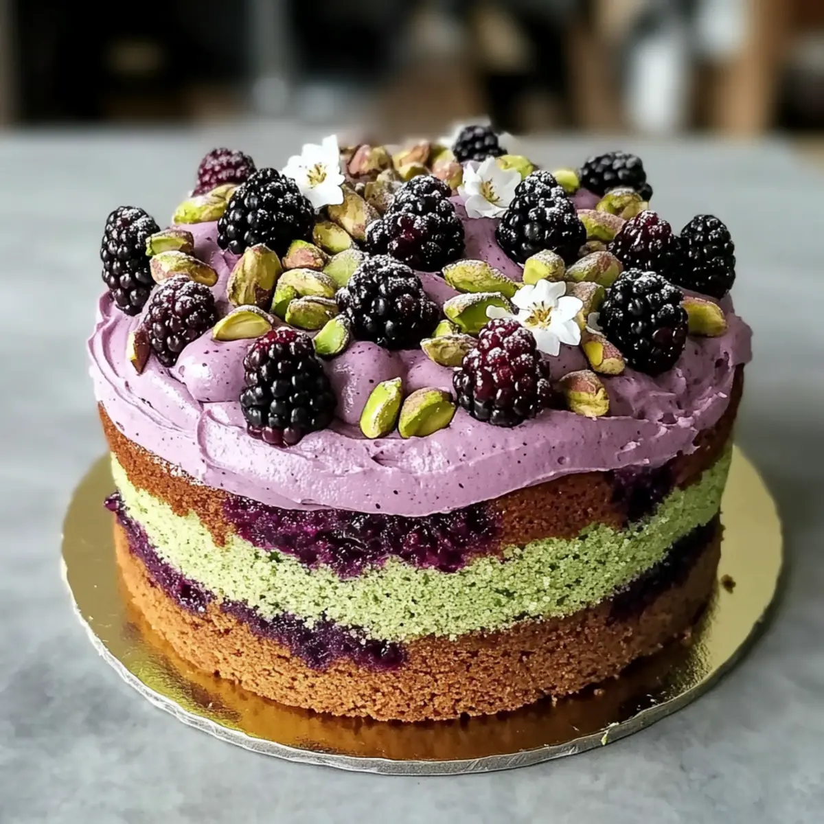 Pistachio and Blackberry Olive Oil Cake