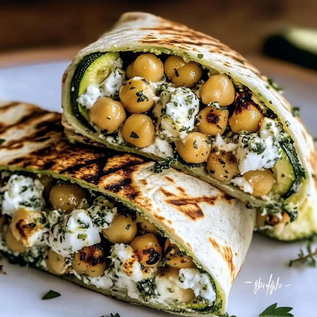 Grilled Zucchini & Feta Chickpea Wrap