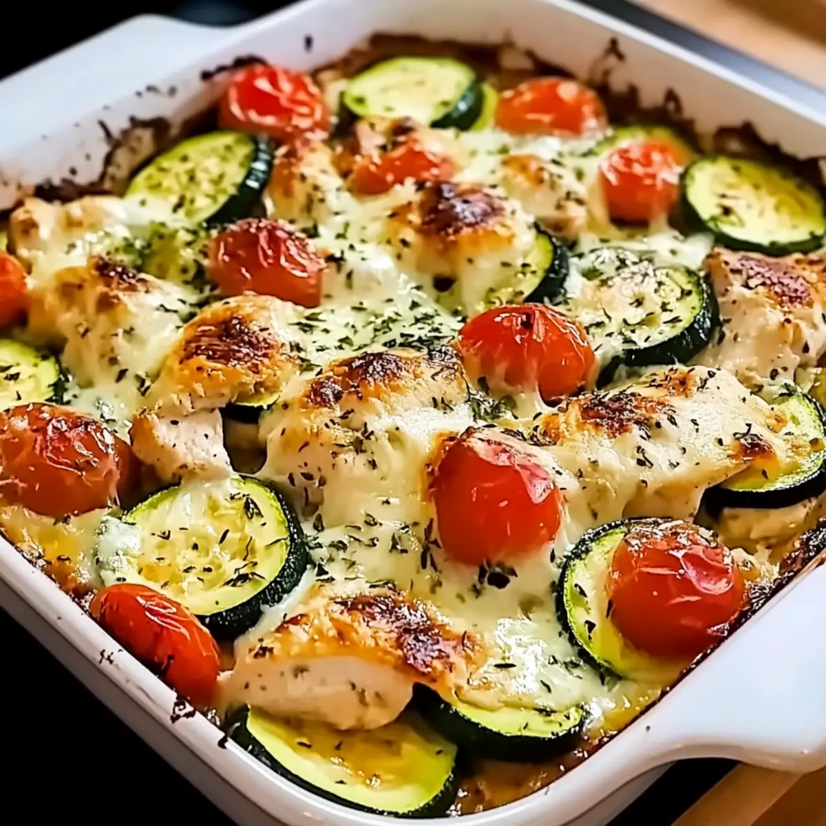 Mediterranean Chicken Zucchini Bake