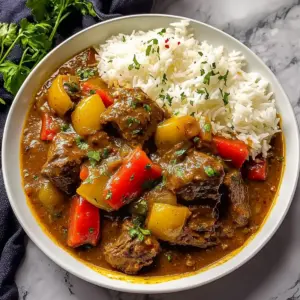 Caribbean-Style Beef Stew with Rice