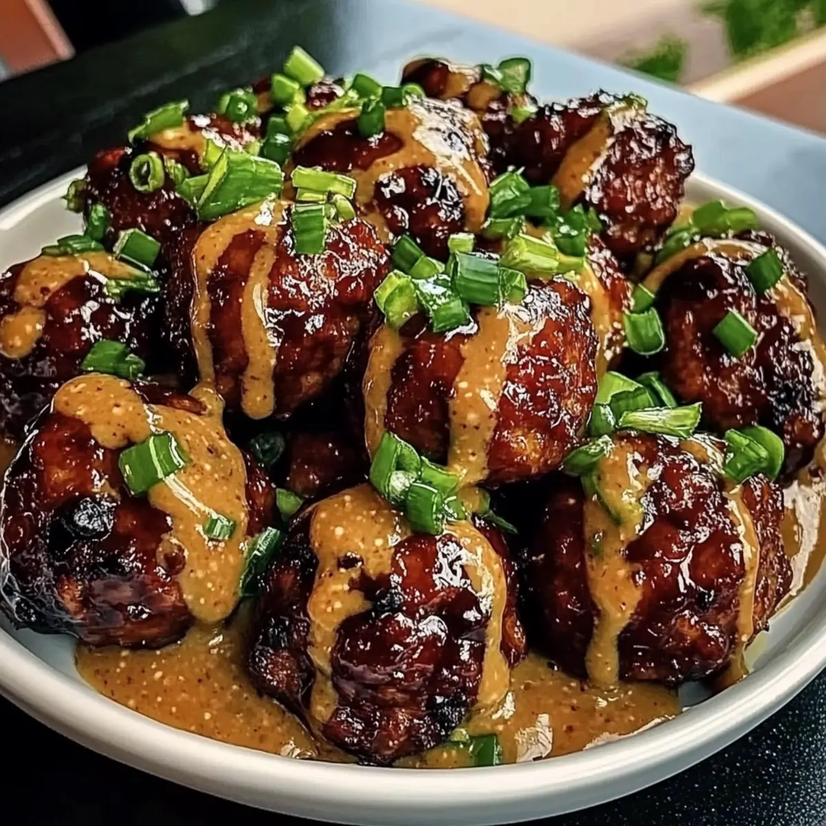 Sticky Hoisin Meatballs with Scallion Sauce