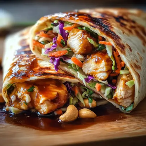 Teriyaki Chicken Wraps with Crunchy Cashew Slaw