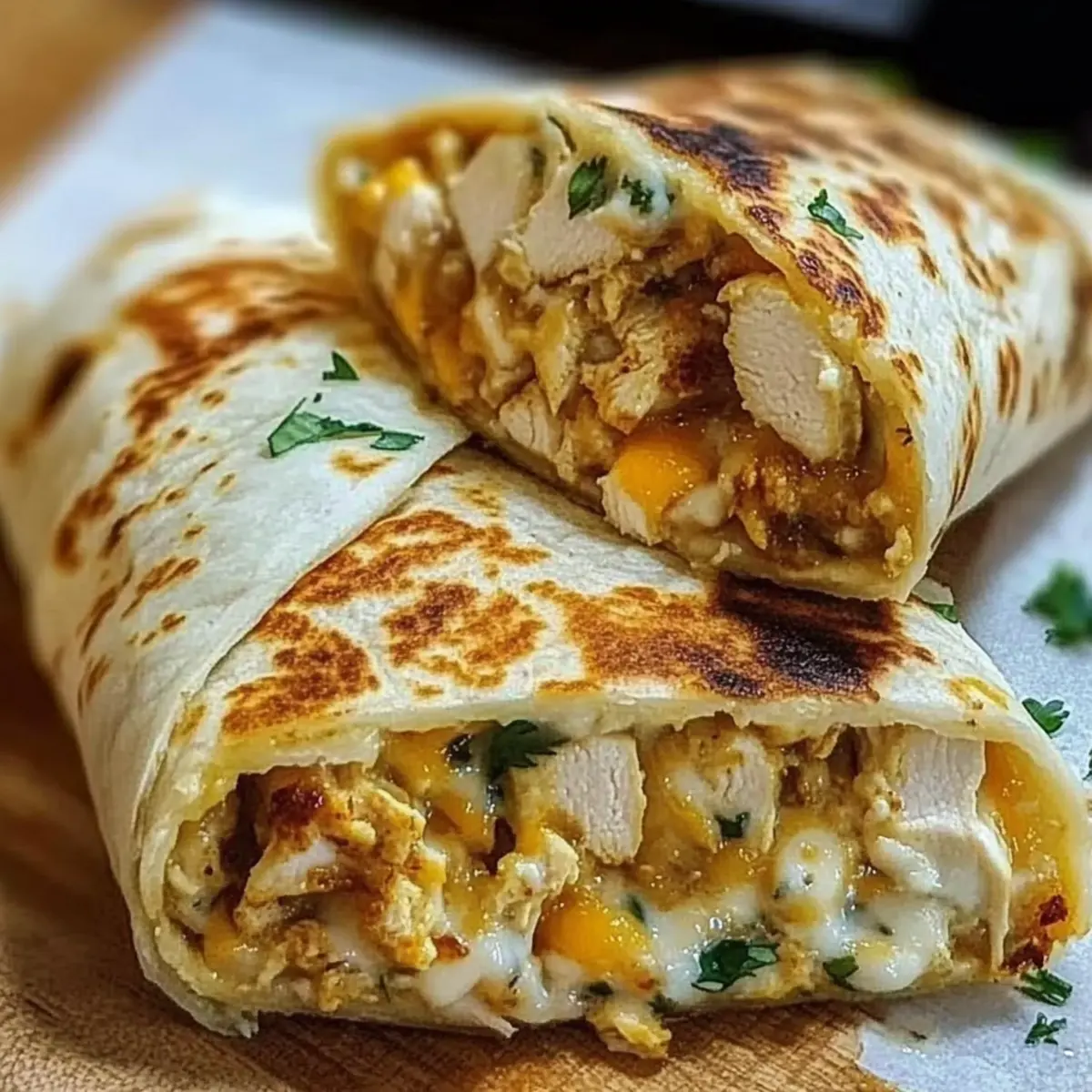 Cheesy Garlic Chicken Wraps
