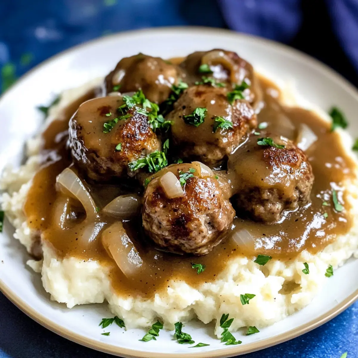 Meatballs and Gravy with Onions