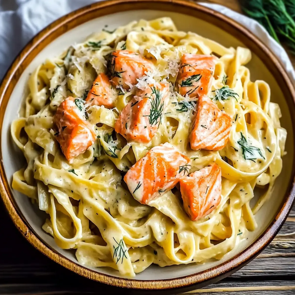 Salmon Fettuccine Alfredo