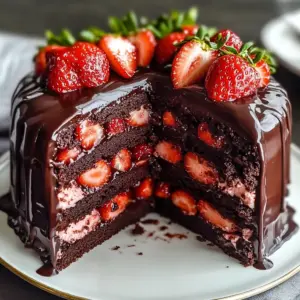 Strawberry Chocolate Shell Cake
