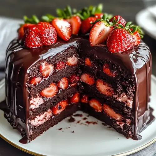 Strawberry Chocolate Shell Cake