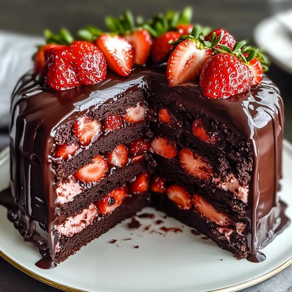 Strawberry Chocolate Shell Cake