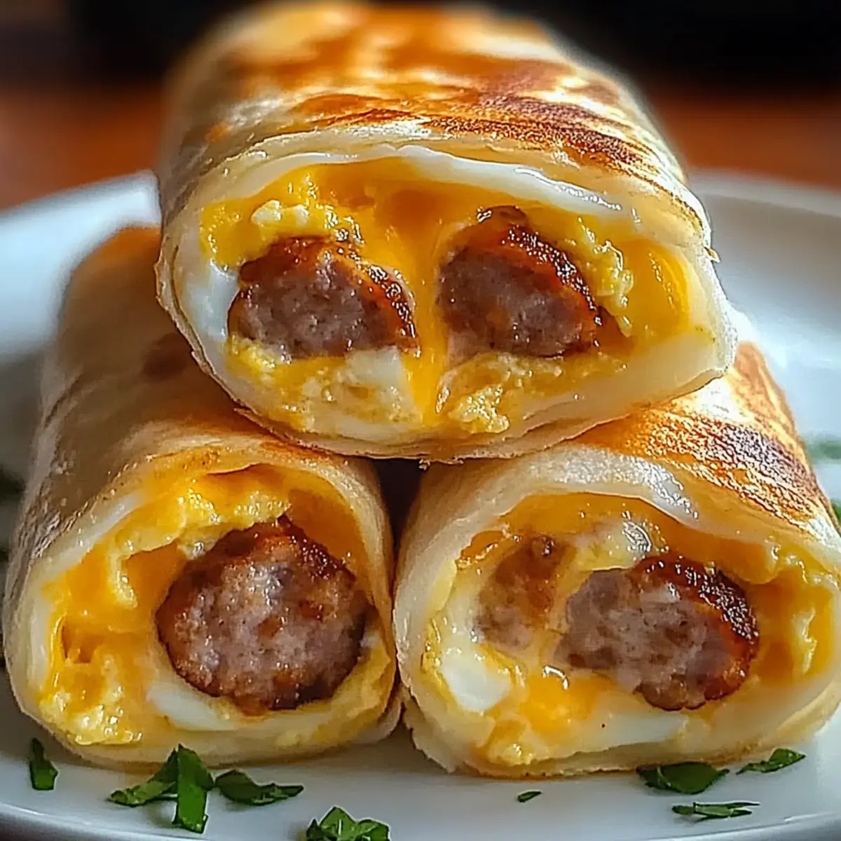 Cheesy Sausage Egg Breakfast Roll-Ups