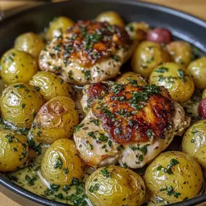One-Pan Cowboy Garlic Chicken & Potatoes Dinner