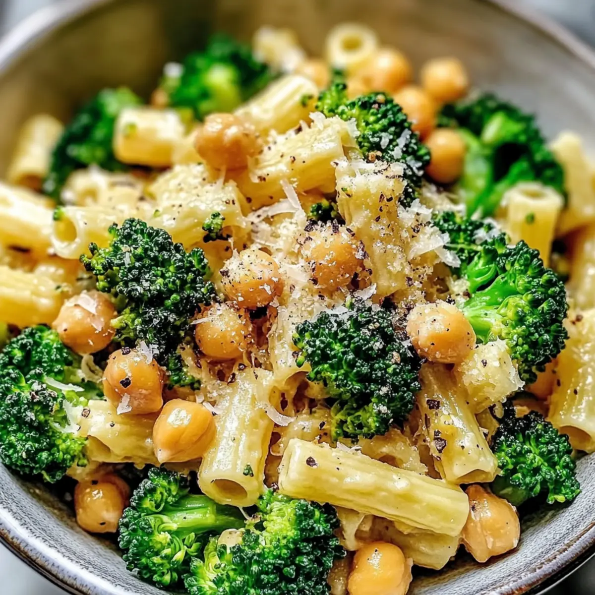 Broccoli Chickpea Pasta with Garlic Olive Oil