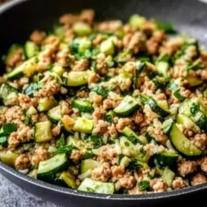 Ground Chicken Zucchini Rice Skillet